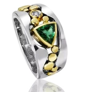 TWO TONE RUSSIAN CHROME DIOPSIDE CIGAR BAND RING 6/7/8/9/10
